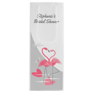 Flamingo Love Large Moon Bridal Shower wine Gift Bag