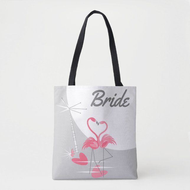 Flamingo Love Large Moon Bride tote bag (Front)