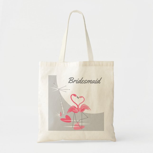 Flamingo Love Large Moon Bridesmaid budget tote (Front)