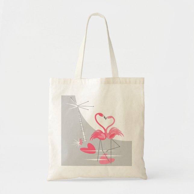 Flamingo Love Large Moon budget tote Bag (Front)
