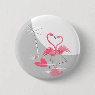 Flamingo Love Large Moon button