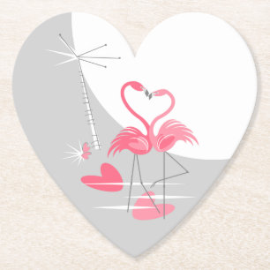 Flamingo Love Large Moon coaster heart