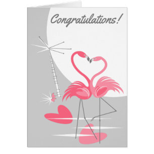 Flamingo Love Large Moon Congratulations text