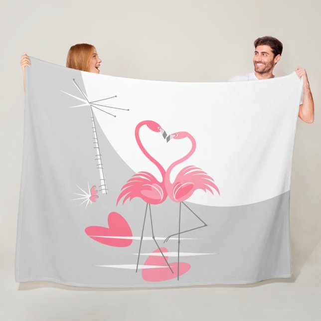 Flamingo Love Large Moon fleece large horizontal (In Situ)