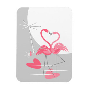 Flamingo Love Large Moon flexible magnet