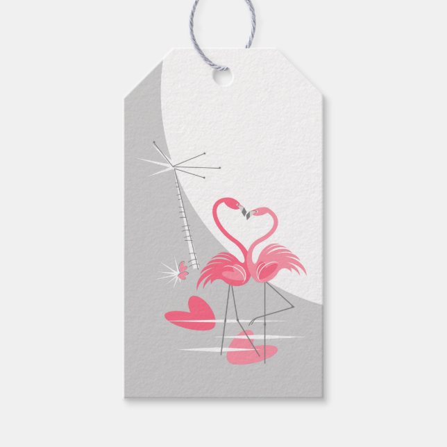 Flamingo Love Large Moon gift tags (Front)