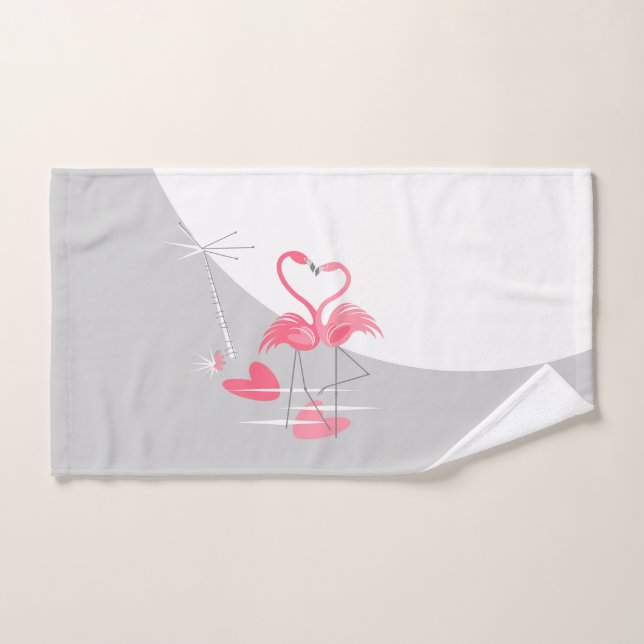 Flamingo Love Large Moon hand towel horizontal (Hand Towel)