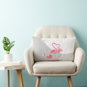 Flamingo Love Large Moon hot pink back lumbar Cushion