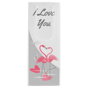 Flamingo Love Large Moon I Love You wine Gift Bag