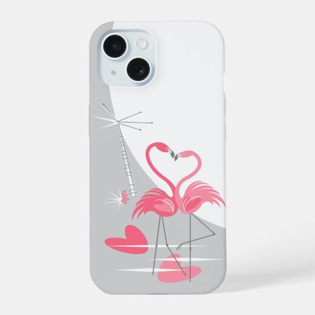 Flamingo Love Large Moon iPhone case vertical (Back)