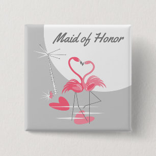 Flamingo Love Large Moon Maid of Honour button