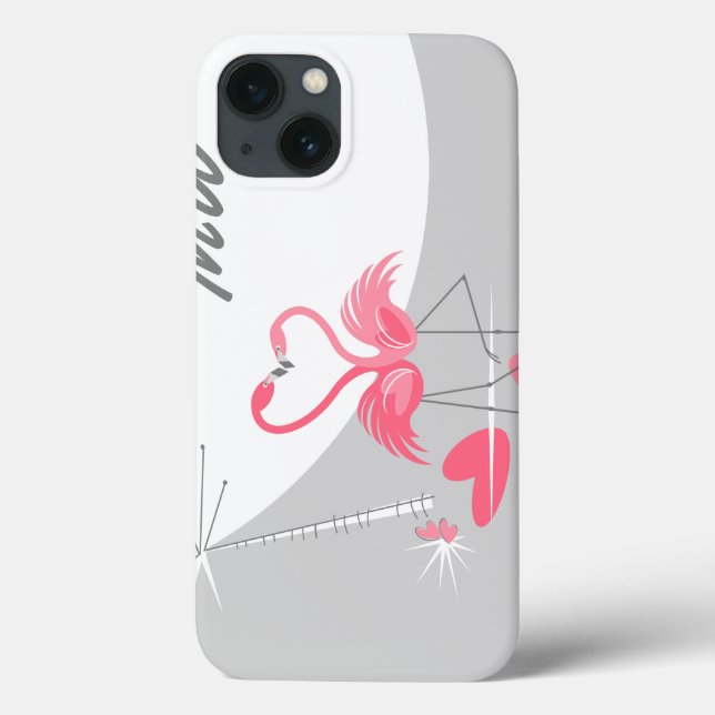 Flamingo Love Large Moon Monogram IPad case (Back)