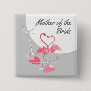 Flamingo Love Large Moon Mother of the Bride 15 Cm Square Badge