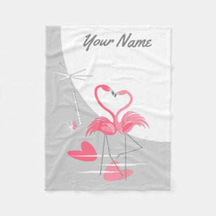 Flamingo Love Large Moon Name fleece small Blanket