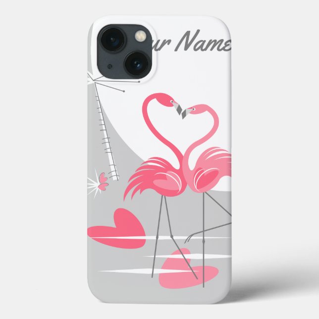 Flamingo Love Large Moon Name IPad case landscape (Back)
