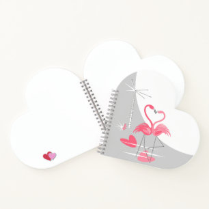 Flamingo Love Large Moon notebook heart
