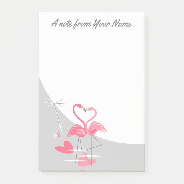 Flamingo Love Large Moon post-it notes vertical (Front)