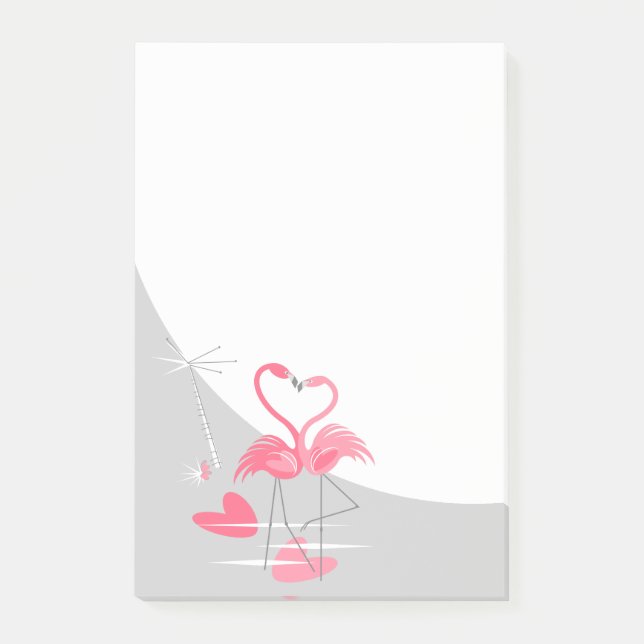 Flamingo Love Large Moon post-it notes vertical (Front)
