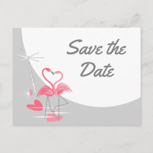 Flamingo Love Large Moon Save Date text Announcement Postcard