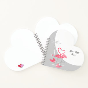 Flamingo Love Large Moon Text notebook heart