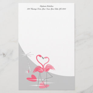 Flamingo Love Large Moon Text stationery