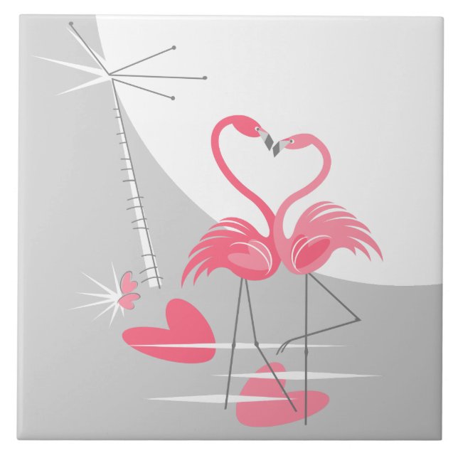 Flamingo Love Large Moon tile (Front)