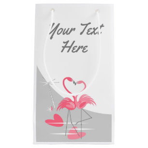 Flamingo Love Large Moon Your Text small Gift Bag