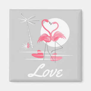 Flamingo Love Love magnet square