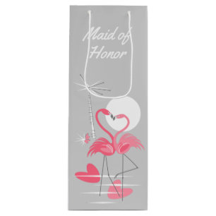 Flamingo Love Maid of Honour gift bag wine