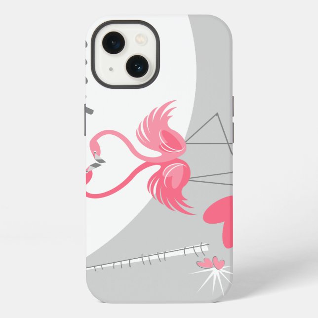 Flamingo Love Moon Monogram IPad Mini horizontal iPhone Case (Back)