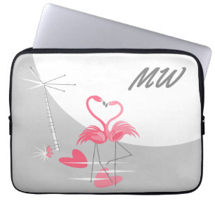 Flamingo Love Moon Monogram laptop sleeve 13"