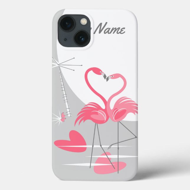 Flamingo Love Moon Name IPad Mini case vertical (Back)