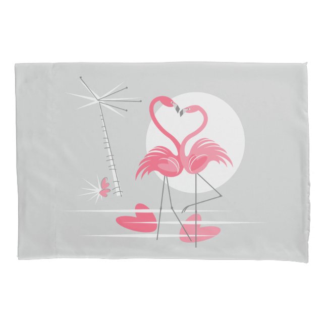 Flamingo Love multi back pillowcase (Front)