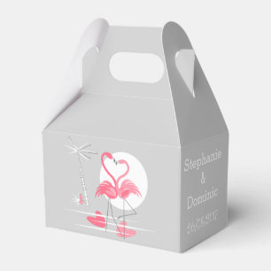 Flamingo Love Names Date favour box gable