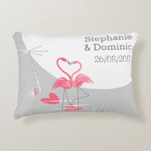 Flamingo Love Names Date throw pillow accent