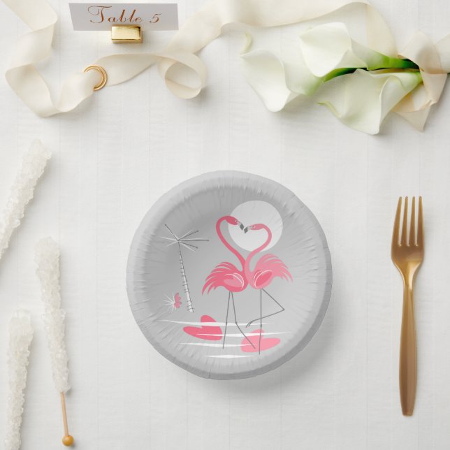 Flamingo Love  Paper Plate (Wedding)