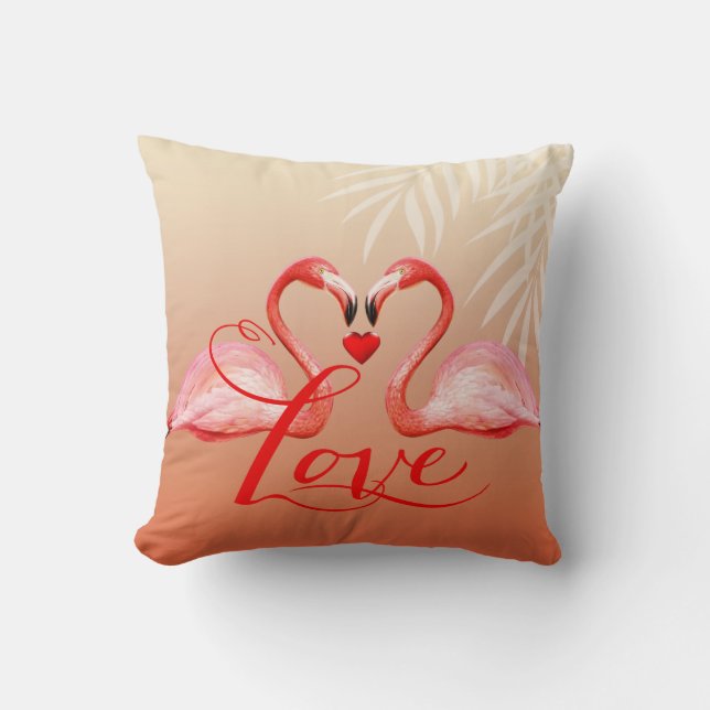 Flamingo Love | peach Cushion (Front)