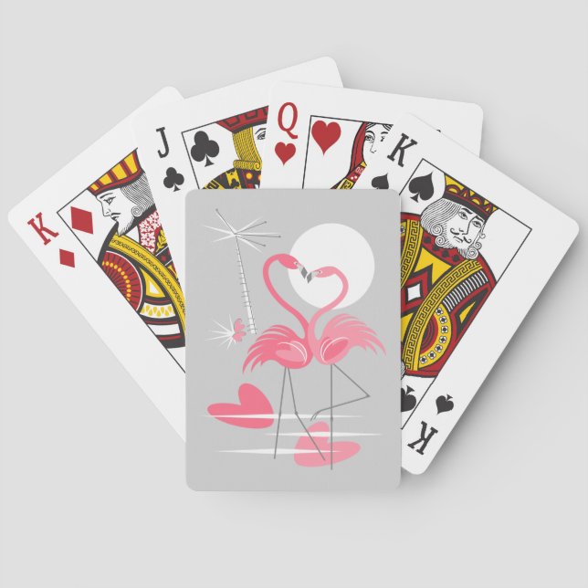 Flamingo Love playing cards pink (Back)
