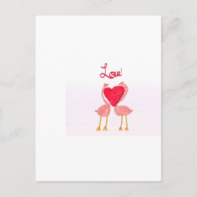 Flamingo Love Postcard (Front)