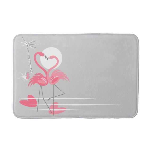 Flamingo Love Side bath mat (Front)