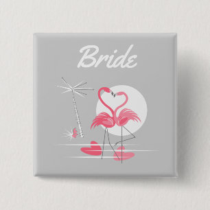 Flamingo Love Side Bride button square