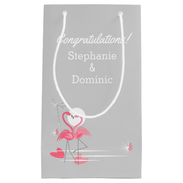 Flamingo Love Side Congratulations small Gift Bag (Front)