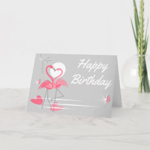 Flamingo Love Side Happy Birthday Card