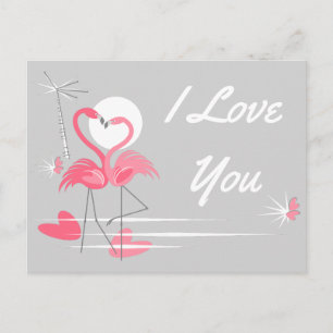 Flamingo Love Side I Love You postcard landscape