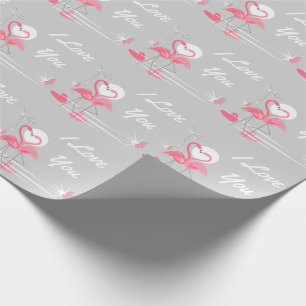Flamingo Love Side I Love You wrapping paper