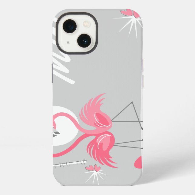 Flamingo Love Side Monogram  IPad Mini horizontal iPhone Case (Back)