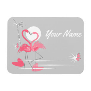 Flamingo Love Side Name flexible magnet