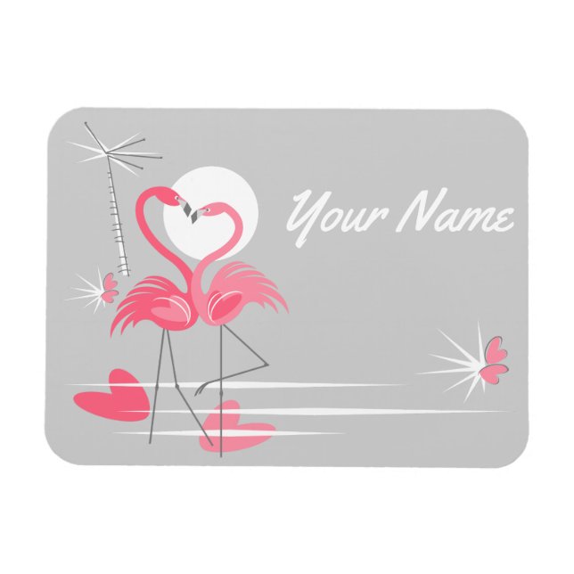 Flamingo Love Side Name flexible magnet (Horizontal)