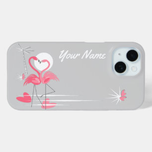 Flamingo Love Side Name iPhone case