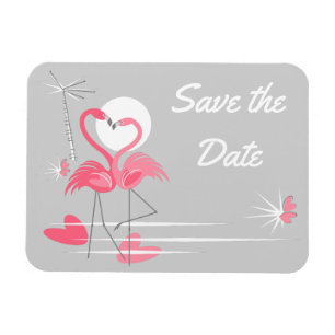 Flamingo Love Side Save the Date flexible magnet